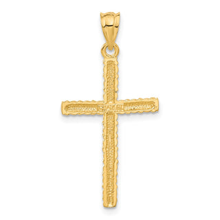 14k Yellow Gold Satin and Diamond-Cut Cross Pendant C187