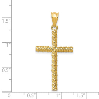 14k Yellow Gold Satin and Diamond-Cut Cross Pendant C187