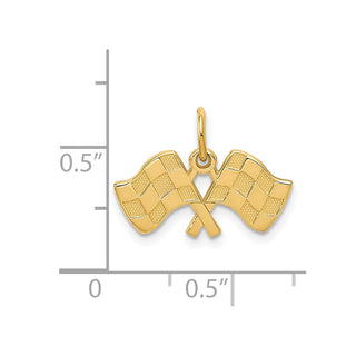 14k Yellow Gold Racing Flags Charm