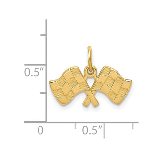 14k Yellow Gold Racing Flags Charm