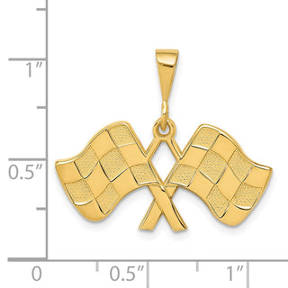 14k Yellow Gold Racing Flags Pendant