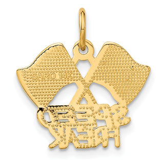 14k Yellow Gold Racing Flags w/Speed Freak Charm