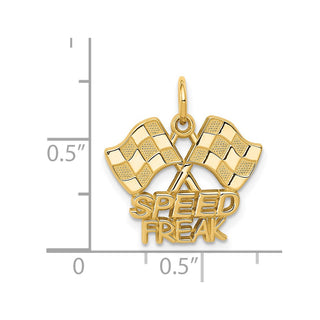 14k Yellow Gold Racing Flags w/Speed Freak Charm