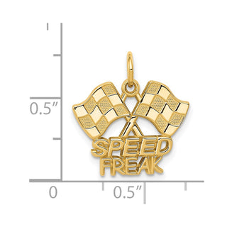 14k Yellow Gold Racing Flags w/Speed Freak Charm