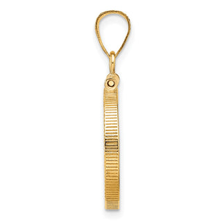 14k Polished and Diamond-cut 16.5mm x 1.35mm Screw Top Coin Bezel Pendant - Fits 1/10 oz American Eagle and 1/10 oz Krugerrand