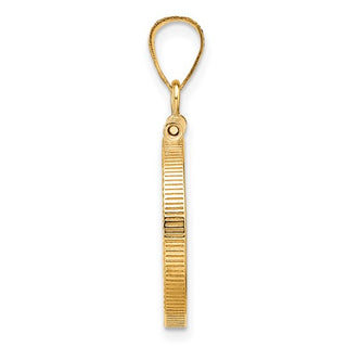 14k Polished and Diamond-cut 27.0mm x 2.35mm Screw Top Coin Bezel Pendant - Fits 1/2 oz American Eagle, US $10 Liberty, and Other Coins