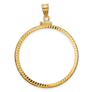 14k Yellow Gold Polished and Diamond-cut 34.2mm x 2.85mm Screw Top Coin Bezel Pendant
