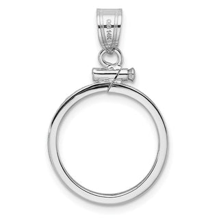 14k White Gold Polished and Diamond-cut 16.5mm x 1.35mm Screw Top Coin Bezel Pendant
