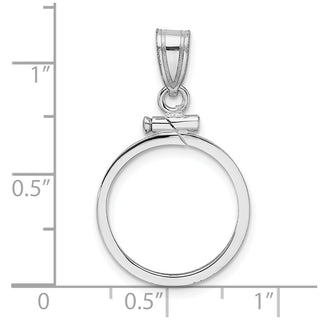 14k White Gold Polished Screw Top 16.5mm x 1.35mm Coin Bezel Pendant - Fits 1/10 oz American Eagle and 1/10 oz Krugerrand