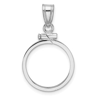 14k White Gold Polished Screw Top 16.5mm x 1.35mm Coin Bezel Pendant - Fits 1/10 oz American Eagle and 1/10 oz Krugerrand