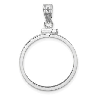 14k White Gold Polished Screw Top 22.0mm x 1.9mm Coin Bezel Pendant - Fits 1/4 oz American Eagle and Other Coins