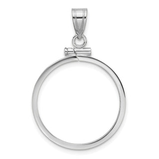 14k White Gold Polished Screw Top 22.0mm x 1.9mm Coin Bezel Pendant - Fits 1/4 oz American Eagle and Other Coins