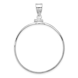 14k White Gold Polished Screw Top 34.2mm x 2.85mm Coin Bezel Pendant - Fits US $20 Liberty and US $20 St. Gaudens