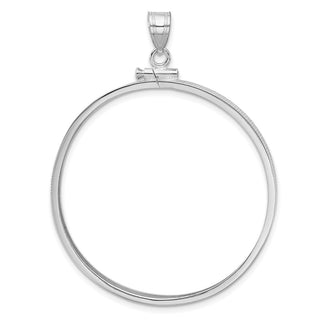14k White Gold Polished 37.0mm x 2.85mm Screw Top Coin Bezel Pendant