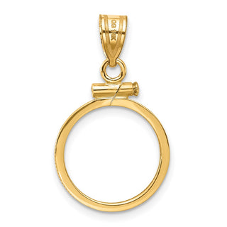 14k Yellow Gold 15mm Polished Screw Top Coin Bezel Pendant - Fits US $1 Type 2