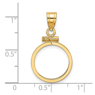 14k Yellow Gold 15mm Polished Screw Top Coin Bezel Pendant - Fits US $1 Type 2