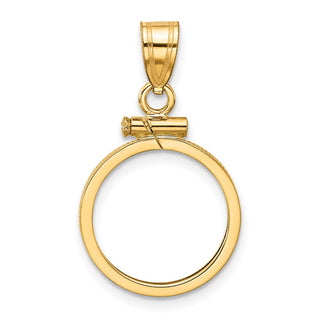 10k Yellow Gold Polished 15.0mm x 0.8mm Screw Top Coin Bezel Pendant - Fits US $1 Type 2