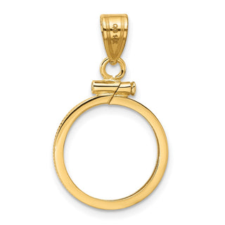14k Yellow Gold 15.5mm Polished Screw Top Coin Bezel Pendant - Fits 2.5 Pesos