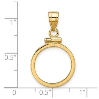 14k Yellow Gold 15.5mm Polished Screw Top Coin Bezel Pendant - Fits 2.5 Pesos