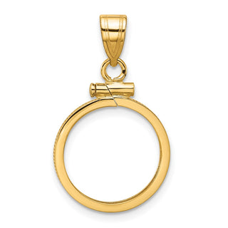 14k Yellow Gold 15.5mm Polished Screw Top Coin Bezel Pendant - Fits 2.5 Pesos