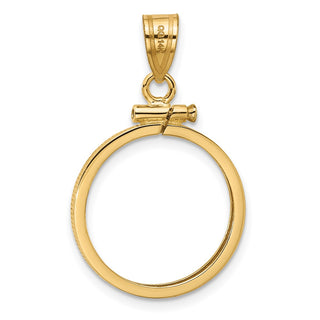 14k Yellow Gold 17.8mm Polished Screw Top Coin Bezel Pendant - Fits US $2.50 Liberty and Other Coins