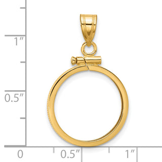 14k Yellow Gold 17.8mm Polished Screw Top Coin Bezel Pendant - Fits US $2.50 Liberty and Other Coins