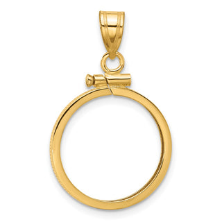 14k Yellow Gold 17.8mm Polished Screw Top Coin Bezel Pendant - Fits US $2.50 Liberty and Other Coins