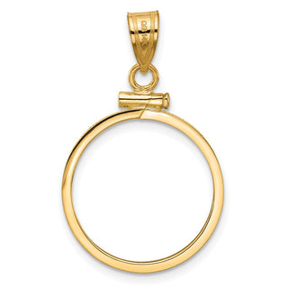 14k Yellow Gold 19.0 mm Polished Screw Top Coin Bezel Pendant - Fits 5 Pesos