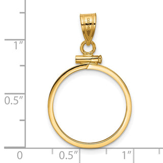 14k Yellow Gold 19.0 mm Polished Screw Top Coin Bezel Pendant - Fits 5 Pesos