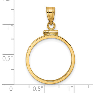 14k Yellow Gold 20mm Polished Screw Top Coin Bezel Pendant - Fits 1/4 oz Kangaroo
