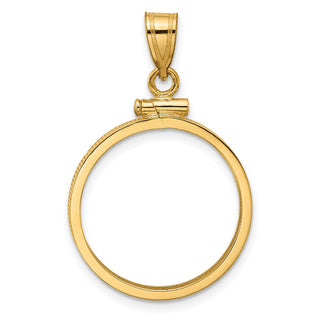 14k Yellow Gold 20mm Polished Screw Top Coin Bezel Pendant - Fits 1/4 oz Kangaroo