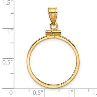 14k Yellow Gold 21.6mm Polished Screw Top Coin Bezel Pendant - Fits US $5 Bald Eagle, US $5 Congressional, US $5 Liberty, and Other Coins