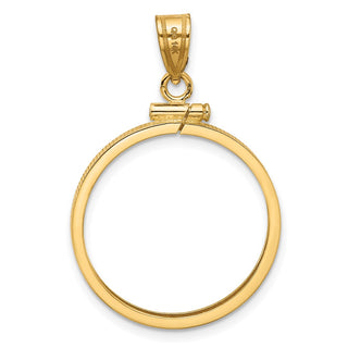 14k Polished 22.0mm x 1.9mm Screw Top Coin Bezel Pendant - Fits 1/4 oz American Eagle and Other Coins