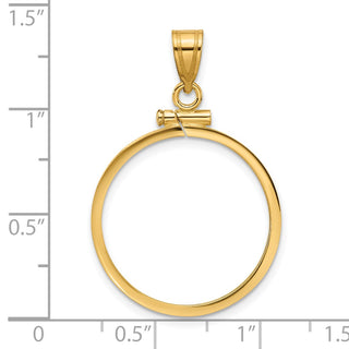 14k Polished 22.0mm x 1.9mm Screw Top Coin Bezel Pendant - Fits 1/4 oz American Eagle and Other Coins