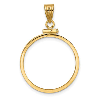 14k Yellow Gold 22.6mm Polished Screw Top Coin Bezel Pendant - Fits 10 Pesos and US $5 Liberty Classic