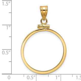 14k Yellow Gold 22.6mm Polished Screw Top Coin Bezel Pendant - Fits 10 Pesos and US $5 Liberty Classic