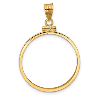14k Yellow Gold 25.0mm Polished Screw Top Coin Bezel Pendant - Fits 1/2 oz Maple Leaf and Other Coins