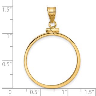 14k Yellow Gold 25.0mm Polished Screw Top Coin Bezel Pendant - Fits 1/2 oz Maple Leaf and Other Coins