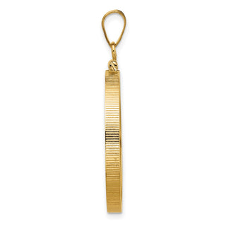 14k Yellow Gold 27mm Polished Screw Top Coin Bezel Pendant - Fits 1/2 oz American Eagle, US $10 Liberty, and Other Coins