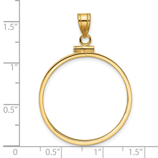 14k Yellow Gold 27mm Polished Screw Top Coin Bezel Pendant - Fits 1/2 oz American Eagle, US $10 Liberty, and Other Coins