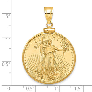 14k Yellow Gold Polished Mounted 1/2oz American Eagle Screw Top Coin Bezel Pendant