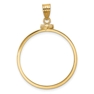 14k Yellow Gold 27.5mm Polished Screw Top Coin Bezel Pendant - Fits 20 Pesos