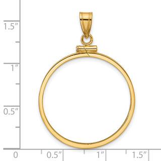 14k Yellow Gold 27.5mm Polished Screw Top Coin Bezel Pendant - Fits 20 Pesos