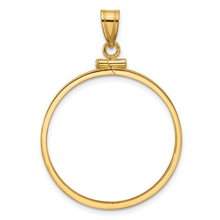 14k Yellow Gold 27.5mm Polished Screw Top Coin Bezel Pendant - Fits 20 Pesos
