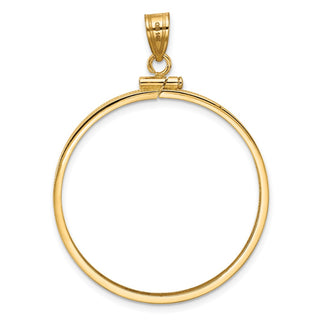 14k Yellow Gold 32mm Polished Screw Top Coin Bezel Pendant - Fits 1 oz Australian Nugget, 1 oz Kangaroo, 1 oz Panda, and Other Coins