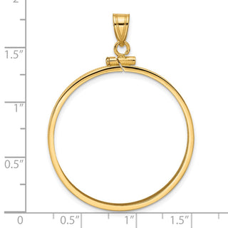 14k Yellow Gold 32mm Polished Screw Top Coin Bezel Pendant - Fits 1 oz Australian Nugget, 1 oz Kangaroo, 1 oz Panda, and Other Coins