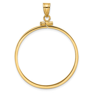 10k Yellow Gold Polished 32.0mm x 2.85mm Screw Top Coin Bezel Pendant - Fits 1 oz Australian Nugget, 1 oz Kangaroo, 1 oz Panda, and Other Coins