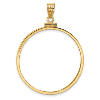 14k Polished 32.7mm x 3.00mm Screw Top Coin Bezel Pendant - Fits 1 oz American Eagle, 1 oz Cat, and 1 oz Krugerrand