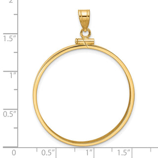 14k Polished 32.7mm x 3.00mm Screw Top Coin Bezel Pendant - Fits 1 oz American Eagle, 1 oz Cat, and 1 oz Krugerrand
