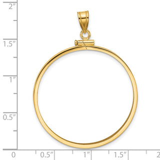 14k Yellow Gold 34.2mm Polished Screw Top Coin Bezel Pendant - Fits US $20 Liberty and US $20 St. Gaudens